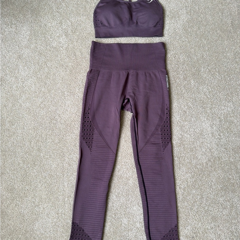 Gymshark Purple Leggings & Sports Bra Set